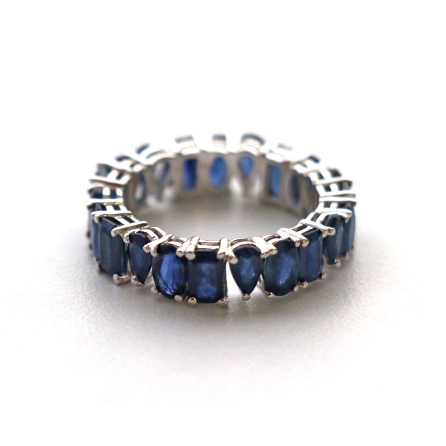 Blue Sapphire Eternity 14K White Gold Band Ring