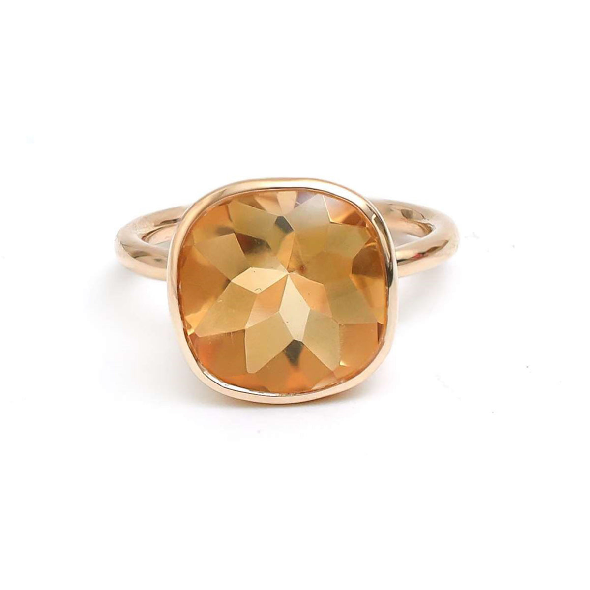 Citrine Cushion Cut 14K Gold Ring
