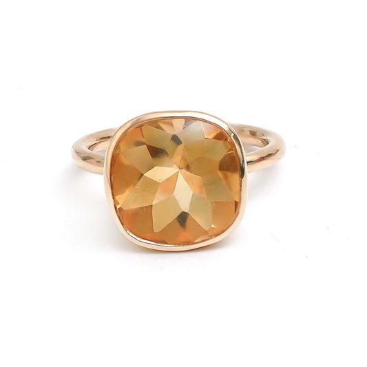 Citrine Cushion Cut 14K Gold Ring