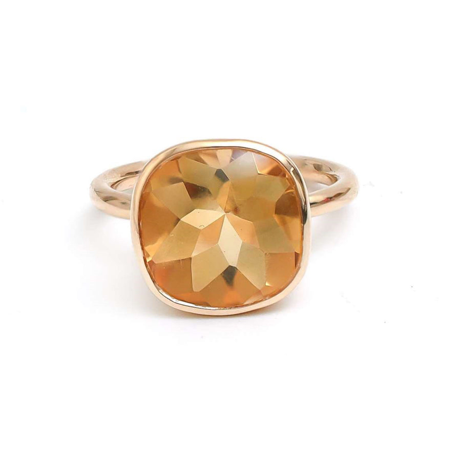 Citrine Cushion Cut 14K Gold Ring