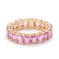 Blush Pink Sapphire Step-Cut Eternity Ring in 14K Gold
