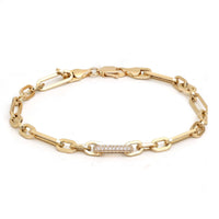 Diamond Link 14K Yellow Gold Chain Bracelet