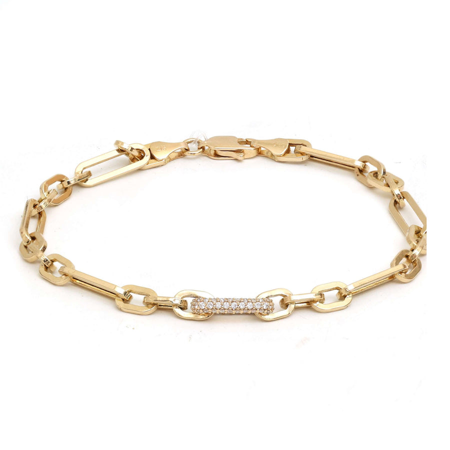 Diamond Link 14K Yellow Gold Chain Bracelet
