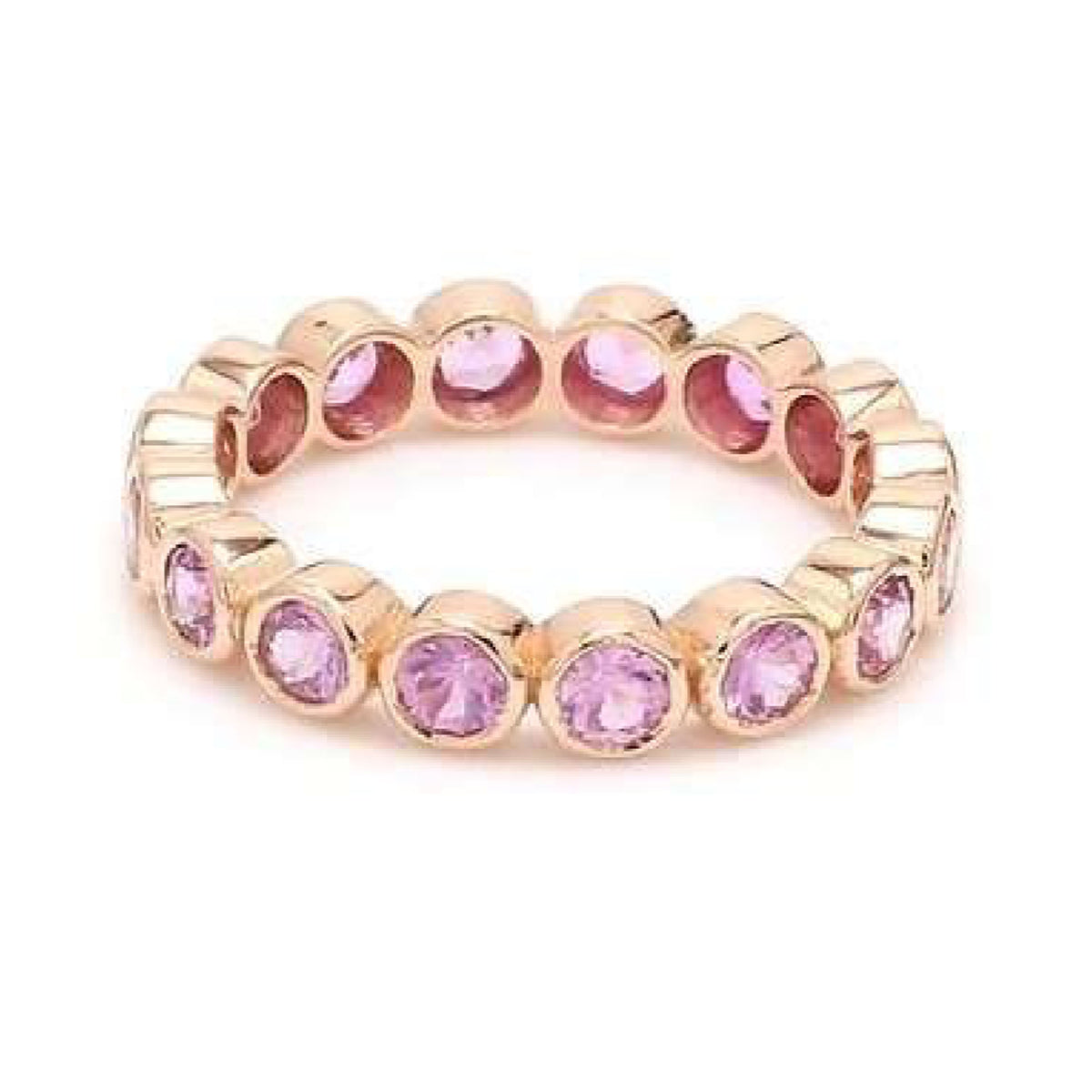 Elegant Round Pink Sapphire 14K Gold Eternity Ring