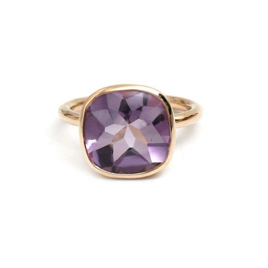 Amethyst Cushion Cut 14K Gold Ring