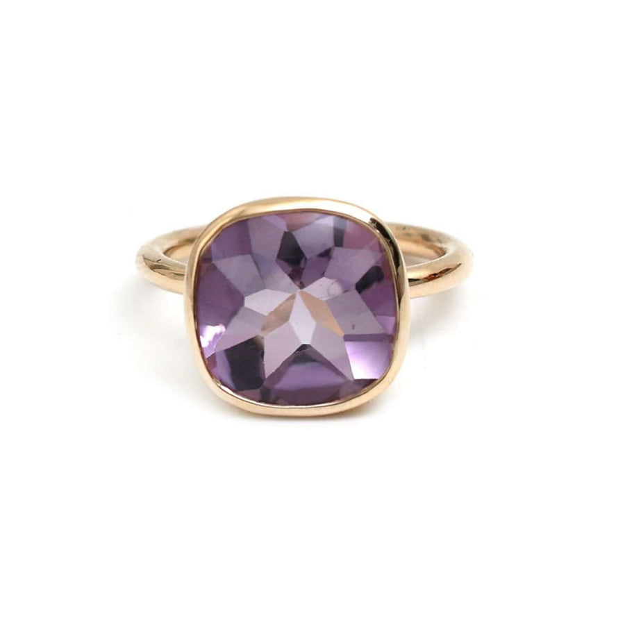 Amethyst Cushion Cut 14K Gold Ring