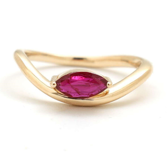 Marquise Ruby Open Band Ring in 14K Gold