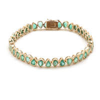 Emerald Green 14K Yellow Gold Teardrop Bracelet