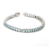 Aquamarine & Diamond 14K White Gold Tennis Bracelet