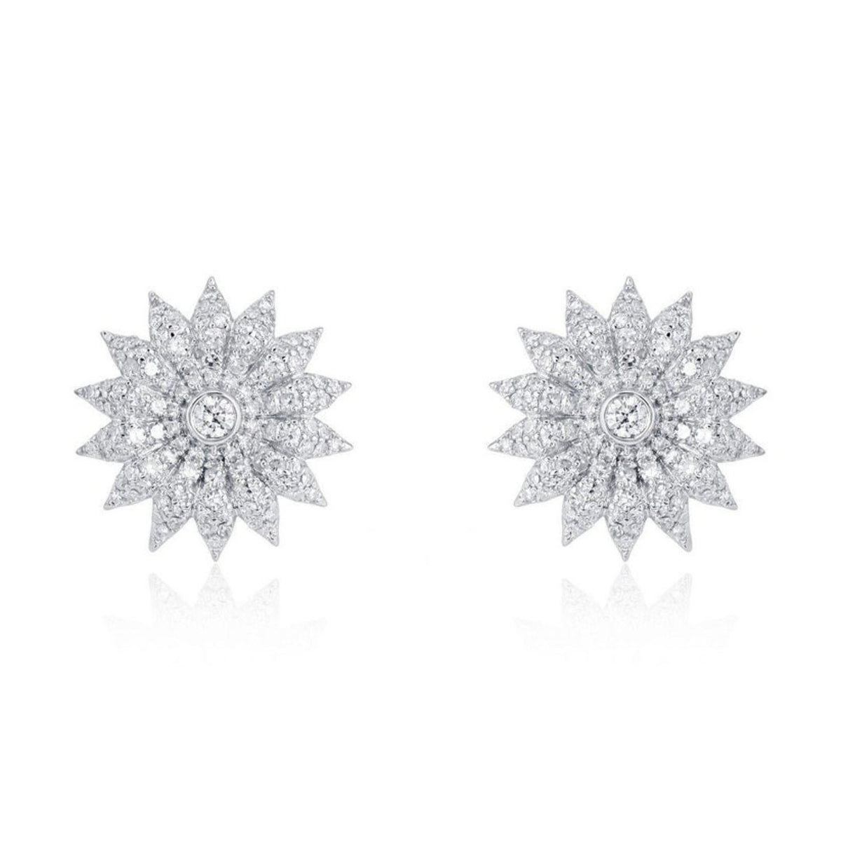 Floral Diamond Burst Stud Earrings in 14K Gold