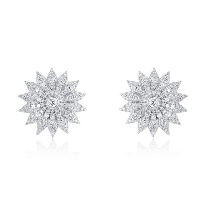 Floral Diamond Burst Stud Earrings in 14K Gold