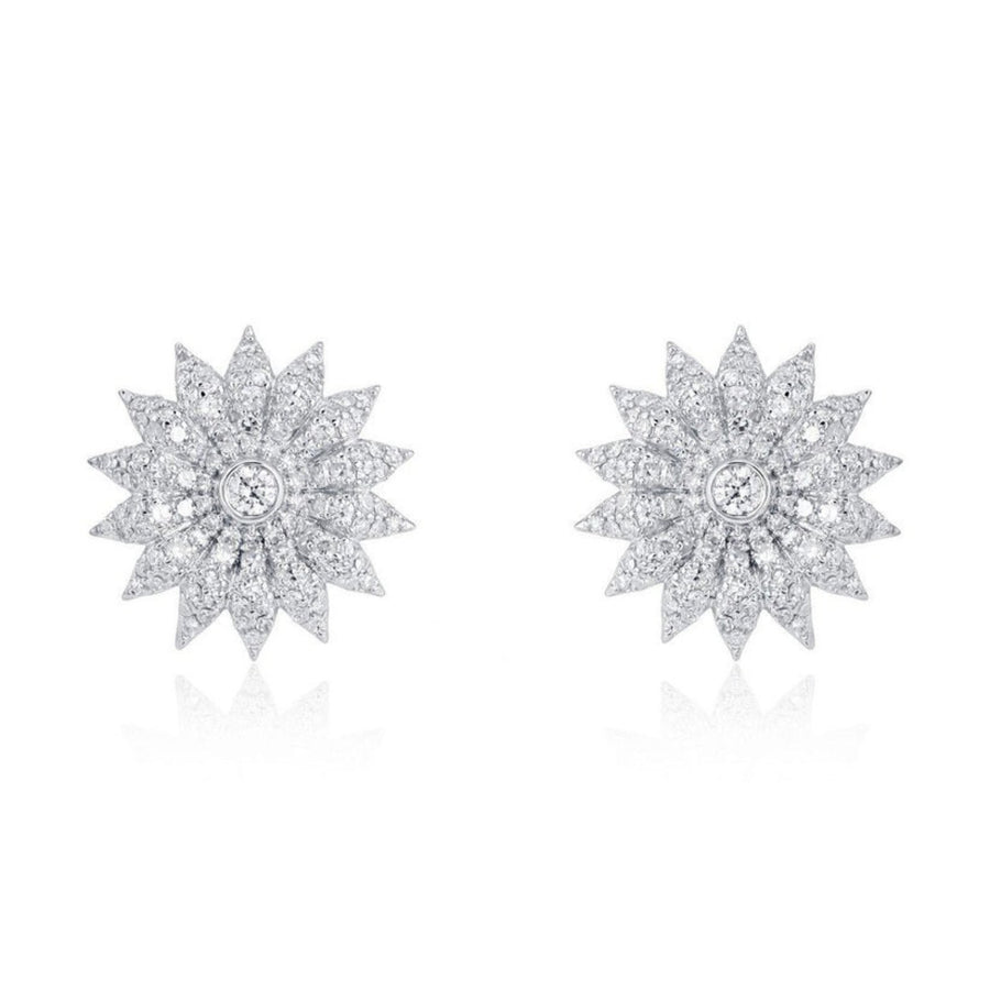Floral Diamond Burst Stud Earrings in 14K Gold