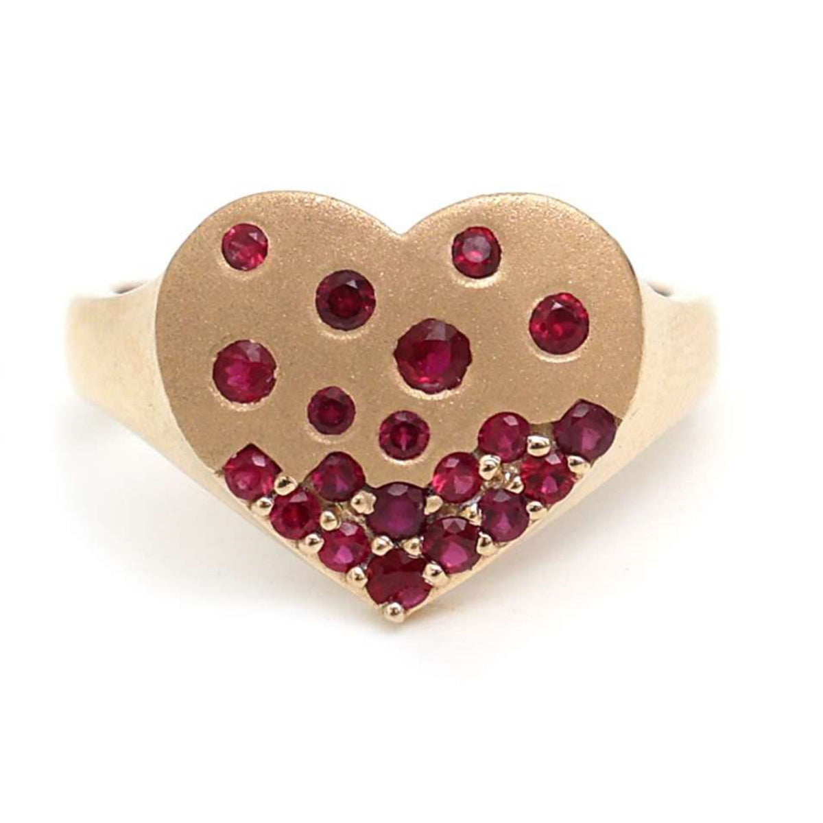Elegant Ruby Heart 14K Gold Statement Ring