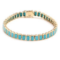Turquoise Elegance 14K Yellow Gold Bracelet