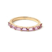 Chic Baguette Pink Sapphire 14K Gold Band Ring