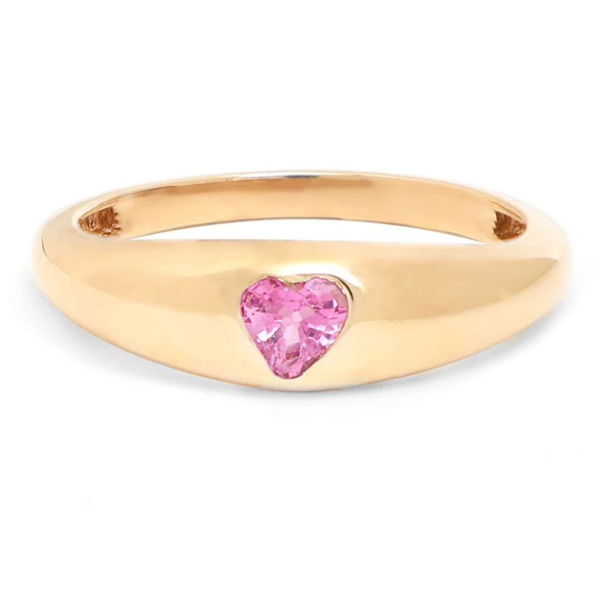 Heart-Cut Pink Sapphire 14K Yellow Gold Band Ring