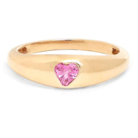 Heart-Cut Pink Sapphire 14K Yellow Gold Band Ring