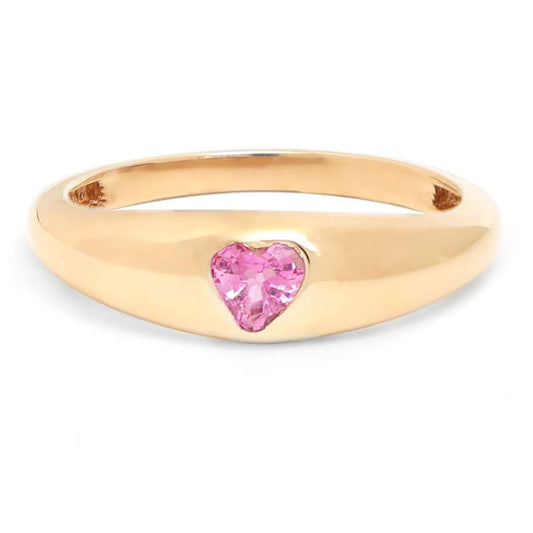 Heart-Cut Pink Sapphire 14K Yellow Gold Band Ring