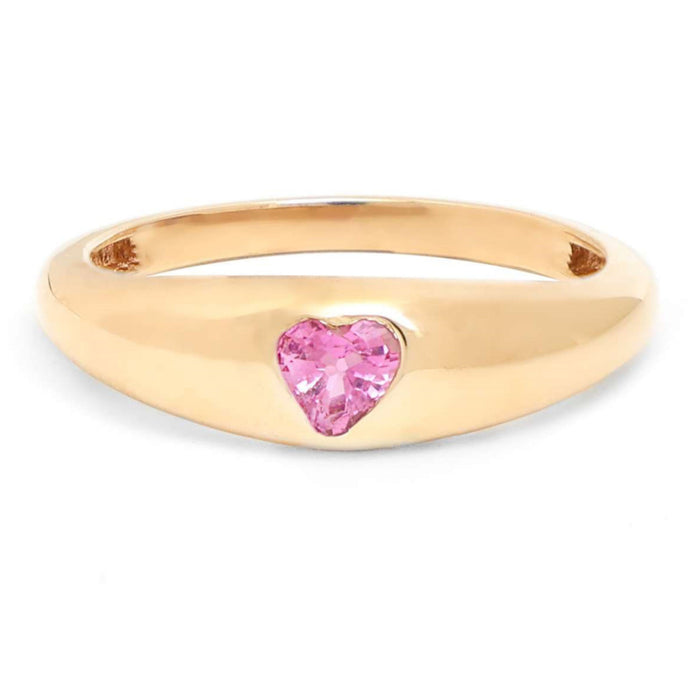 Heart-Cut Pink Sapphire 14K Yellow Gold Band Ring