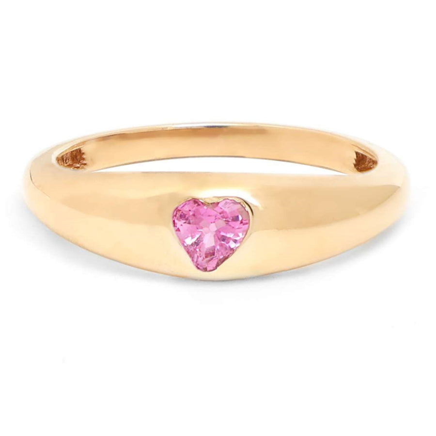 Heart-Cut Pink Sapphire 14K Yellow Gold Band Ring
