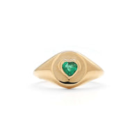 Brilliance Emerald Heart 14K Signet Ring