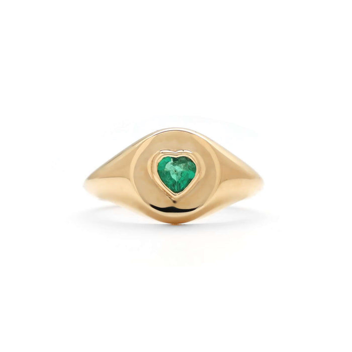 Brilliance Emerald Heart 14K Signet Ring