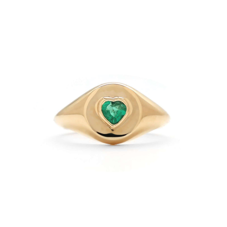 Brilliance Emerald Heart 14K Signet Ring