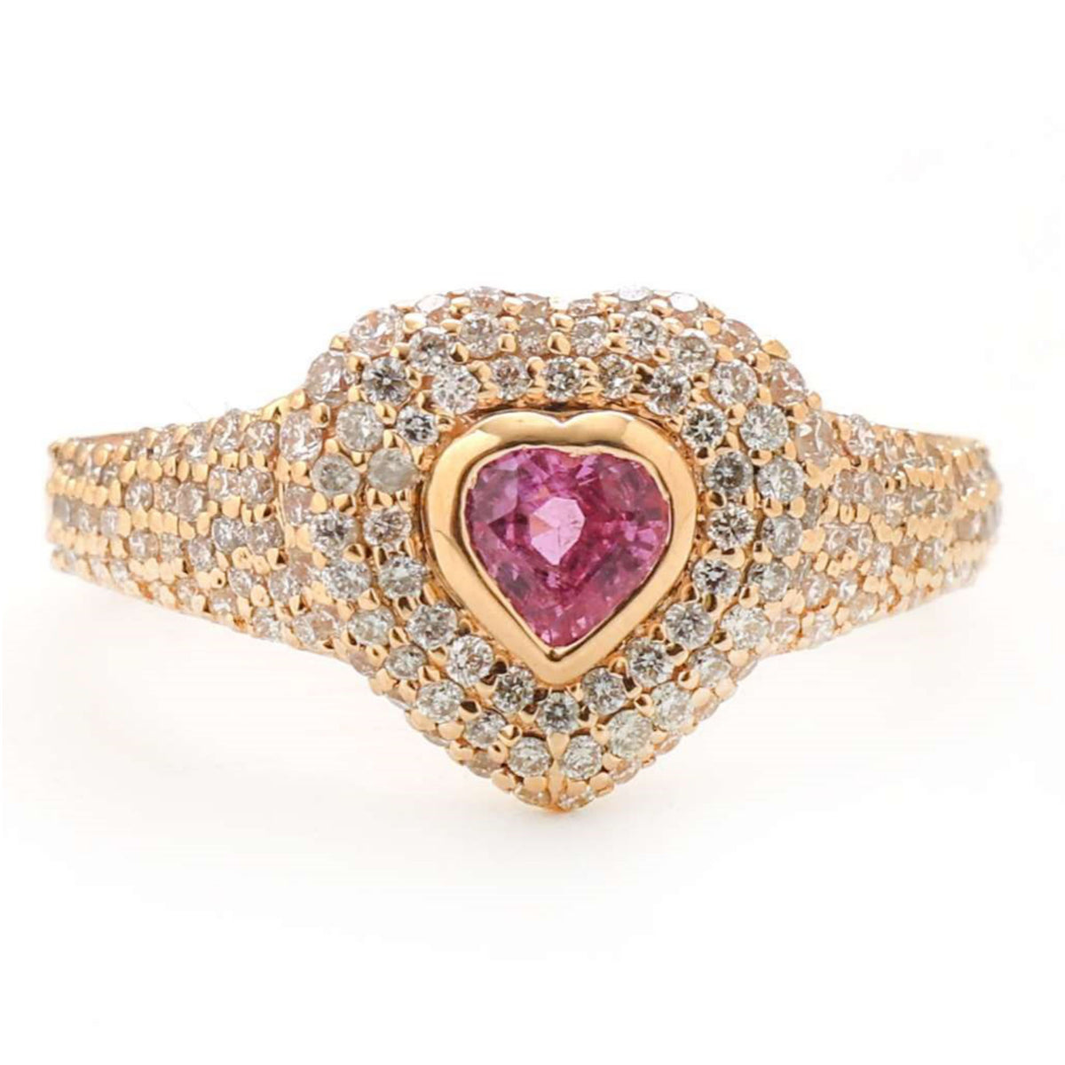 Eternal Heart Pink Sapphire Diamond Ring in 14K Gold