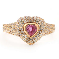 Eternal Heart Pink Sapphire Diamond Ring in 14K Gold