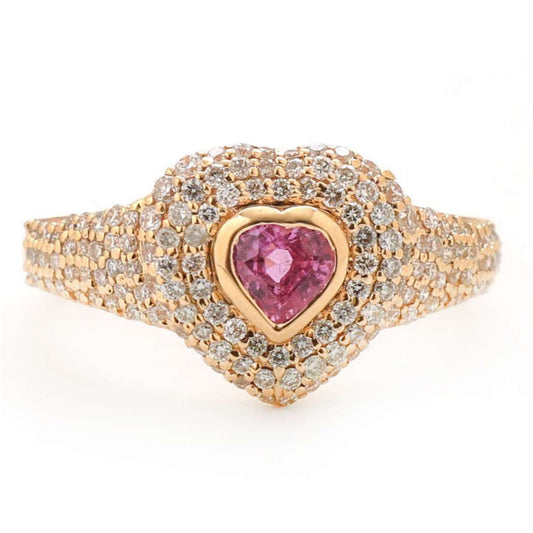 Eternal Heart Pink Sapphire Diamond Ring in 14K Gold