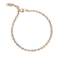 Pink Sapphire Diamond 14K Yellow Gold Tennis Bracelet