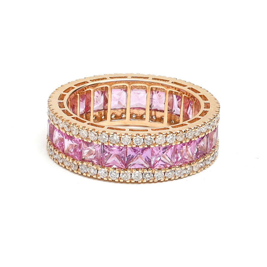 Pink Sapphire & Diamond 14K Gold Eternity Ring