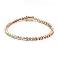 Radiant Colour 14K Yellow Gold Gemstone Tennis Bracelet