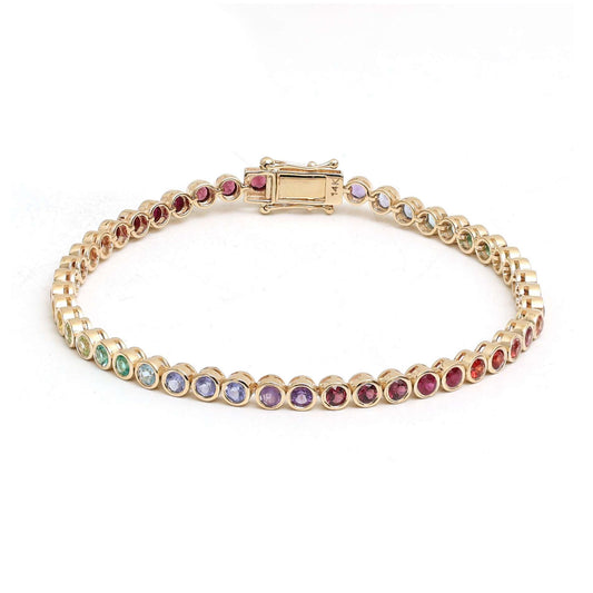 Radiant Colour 14K Yellow Gold Gemstone Tennis Bracelet