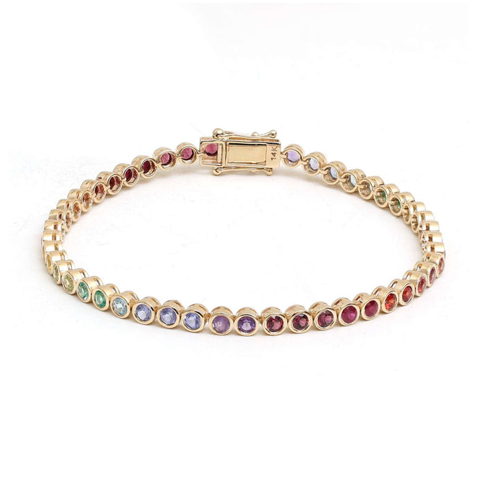 Radiant Colour 14K Yellow Gold Gemstone Tennis Bracelet
