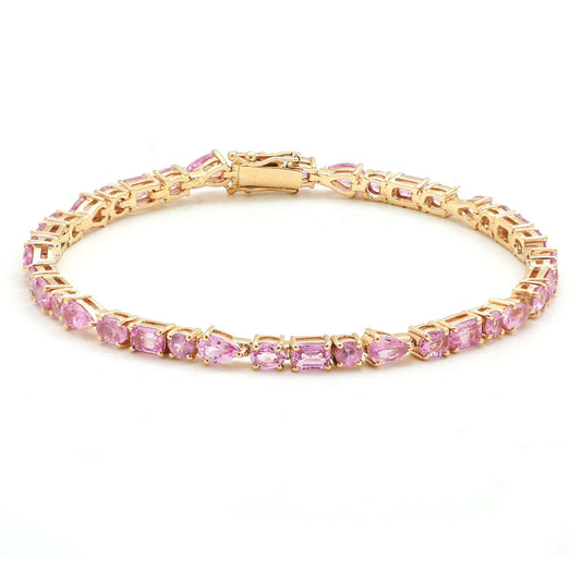 Pink Radiance 14K Yellow Gold Baguette & Pear-Cut Pink Sapphire Bracelet