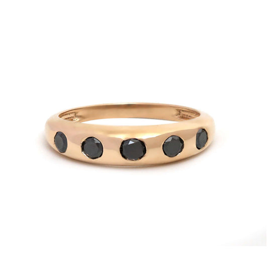 Black Diamond 14K Rose Gold Band Ring