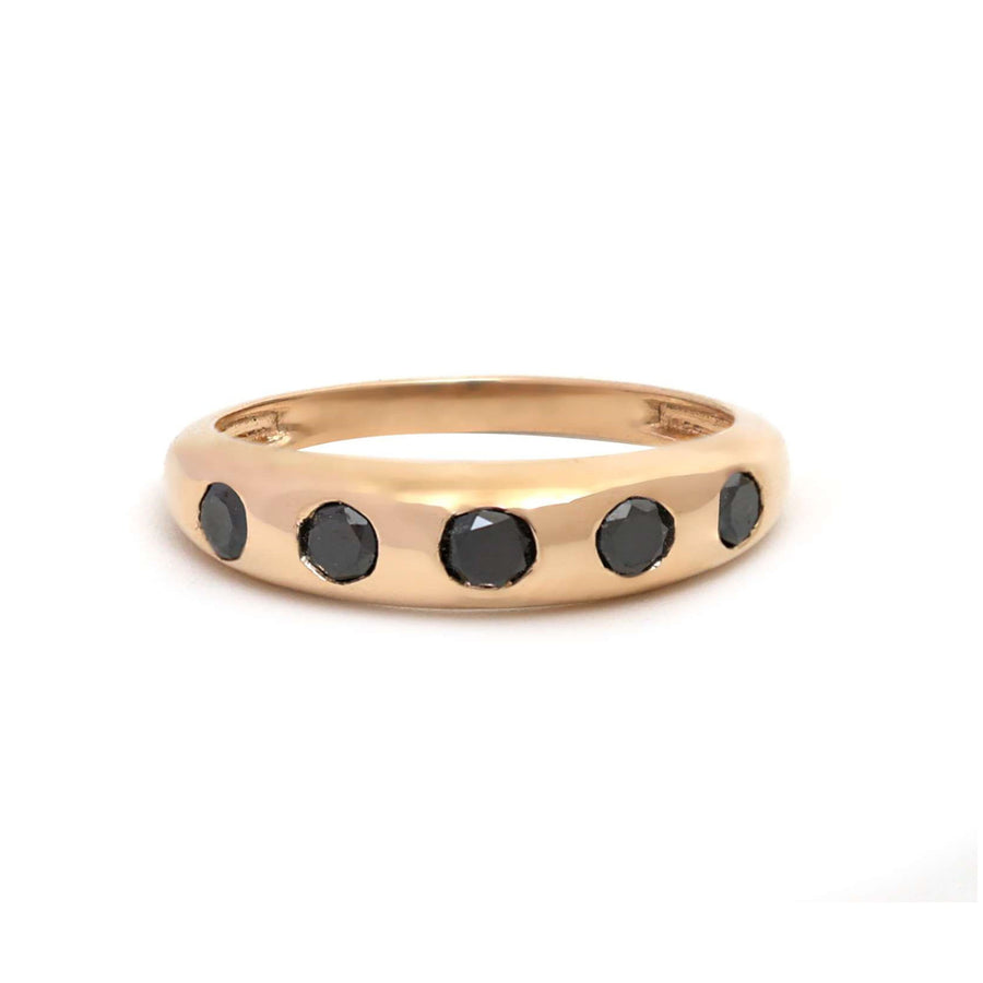 Black Diamond 14K Rose Gold Band Ring