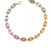 Square Gemstone Diamond 14K Gold Tennis Bracelet