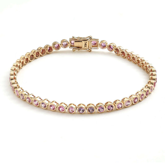Blush Pink Sapphire 14K Yellow Gold Tennis Bracelet