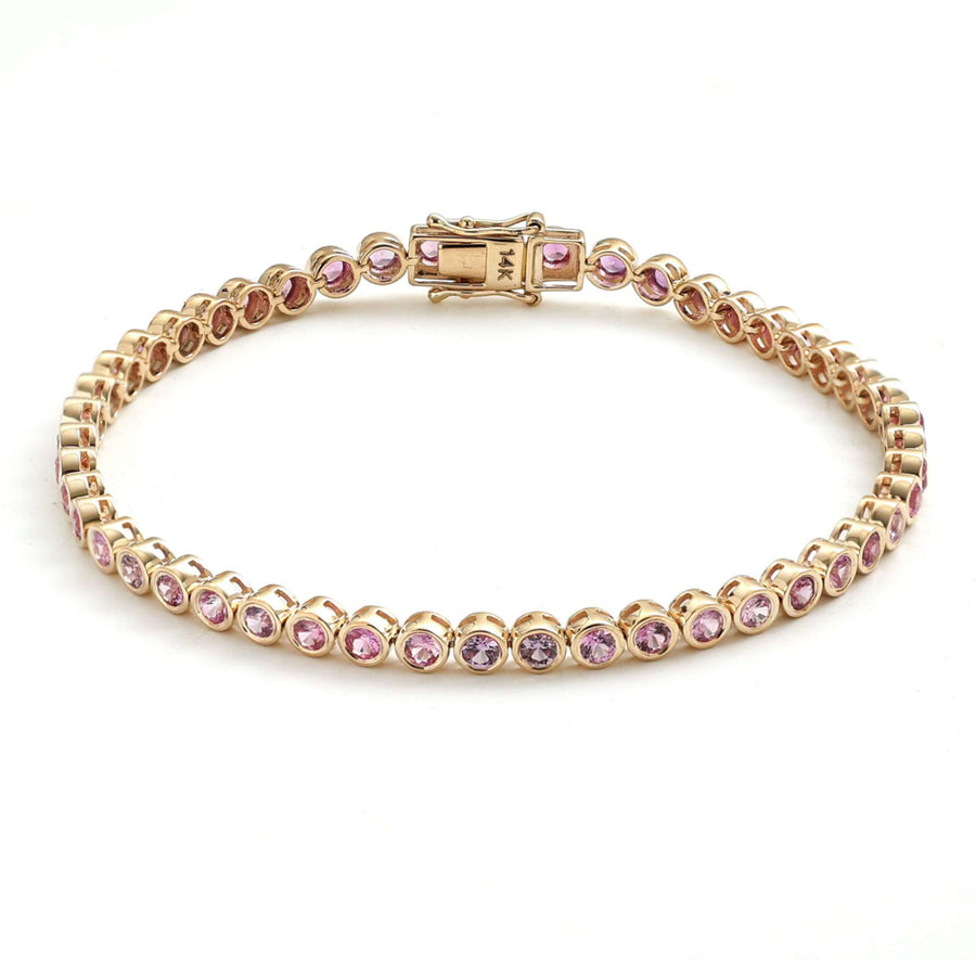 Blush Pink Sapphire 14K Yellow Gold Tennis Bracelet