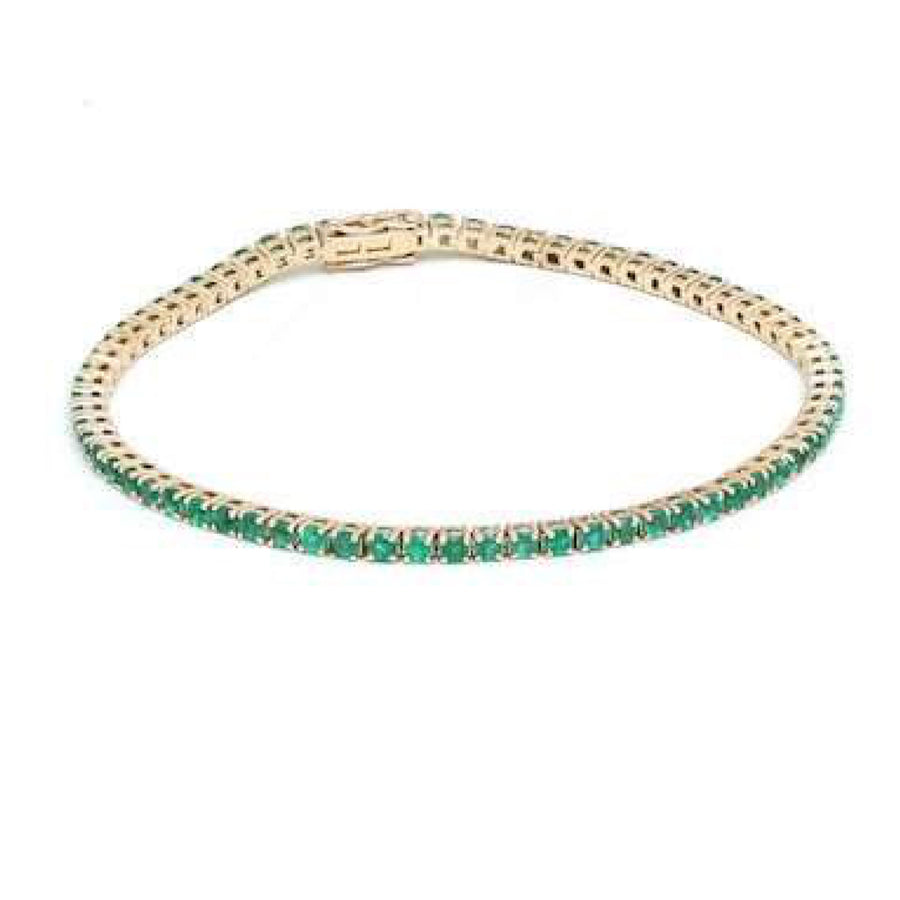 Classic Emerald Line 14K Yellow Gold Tennis Bracelet