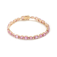 Exquisite Pink Sapphire 14K Yellow Gold Tennis Bracelet