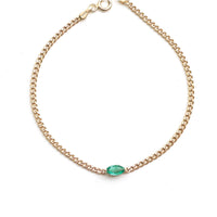 Elegant Emerald Teardrop 14K Yellow Gold Chain Bracelet