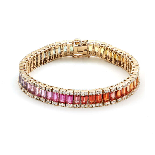 Radiant Spectrum 14K Yellow Gold Multi-Gemstone & Diamond Bracelet