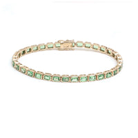 Emerald Cut 14K Yellow Gold Green Gemstone Tennis Bracelet