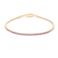 Elegant Pink Sapphire 14K Yellow Gold Tennis Bracelet