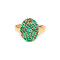 Emerald Pave Oval 14K Gold Ring