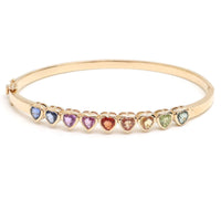 Heart-Shaped Gemstone 14K Yellow Gold Bracelet