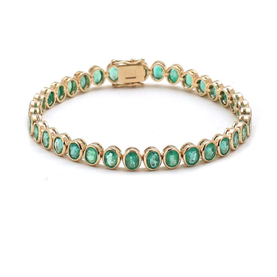 Brilliant Green 14 Oval Emerald & Yellow Gold Bracelet